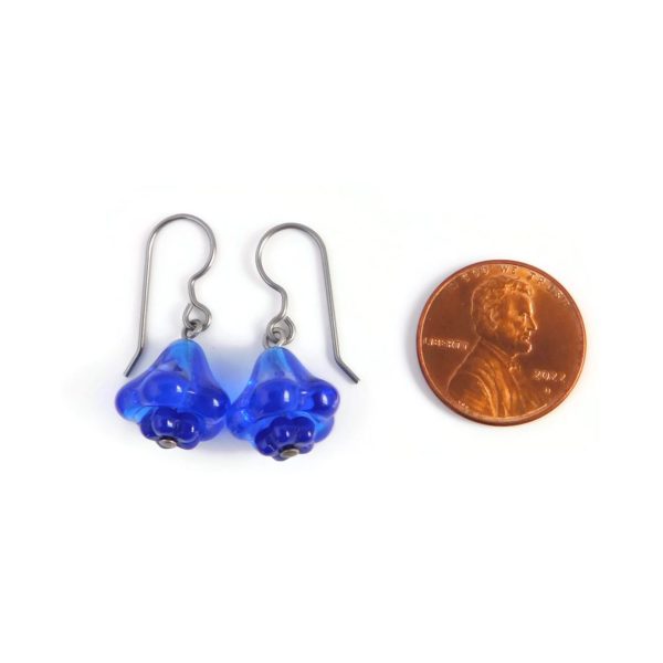 Bell Flower Earrings with penny for scale