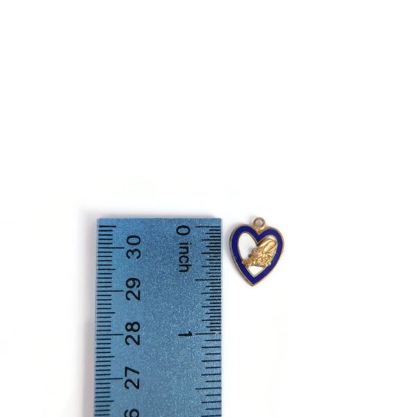 WW2 Seabees Heart Charm with ruler for scale
