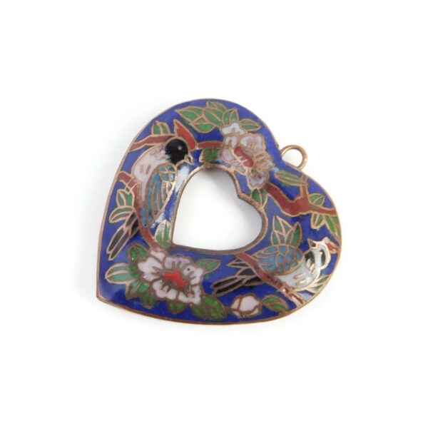 Cloisonne Heart Pendant, Vintage Jewelry 9 cloisonne heart pendant