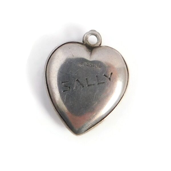 back of etched puffy heart charm