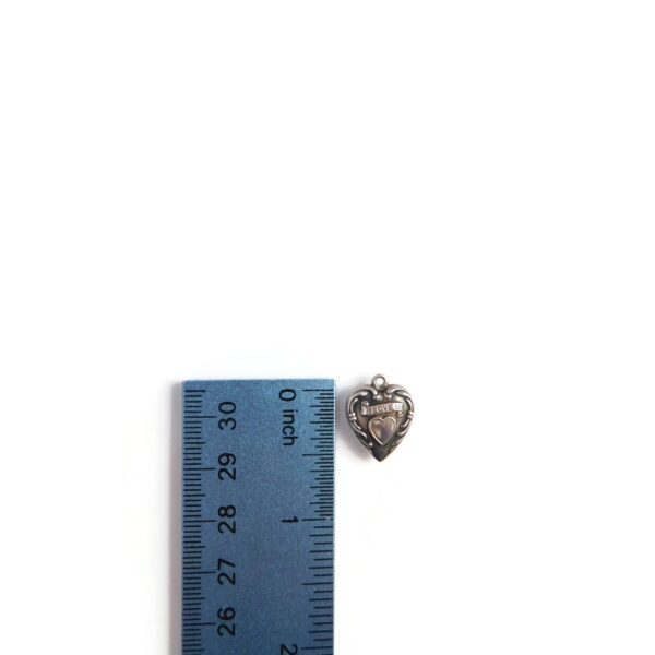 heart charm i love you with ruler for scale