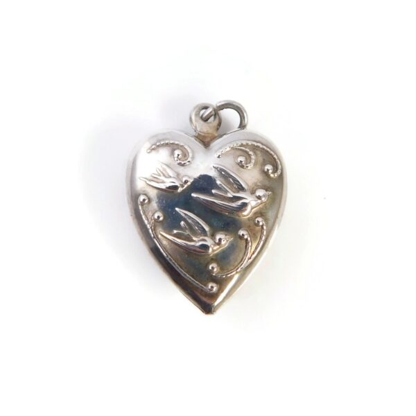 heart charm with birds