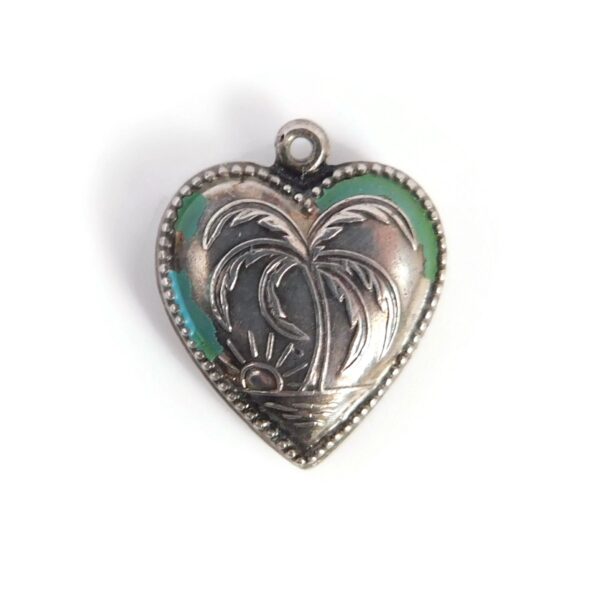 heart charm with palm tree