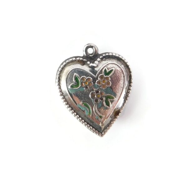 heart charm with pink flowers