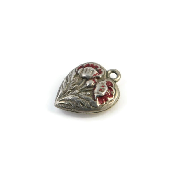 heart charm with poppies