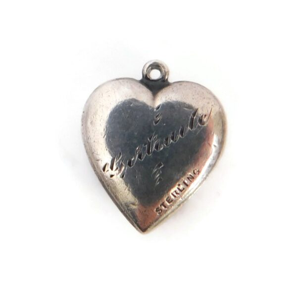 back of heart charm with rhinestone