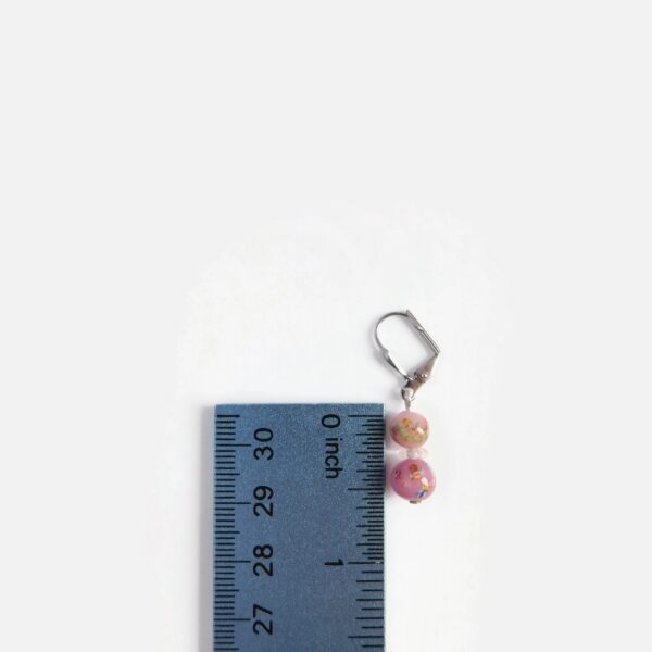 japanese millefiori earrings wit ruler for scale