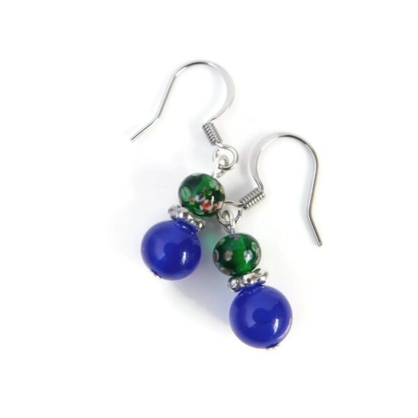 Blue and Green Millefiori Earrings, Handmade Beaded Jewelry 7 millefiori earrings