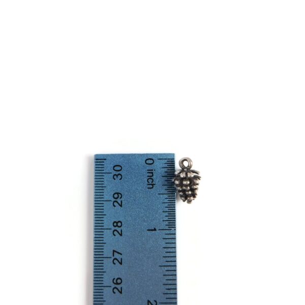pinecone charm with ruler for scale