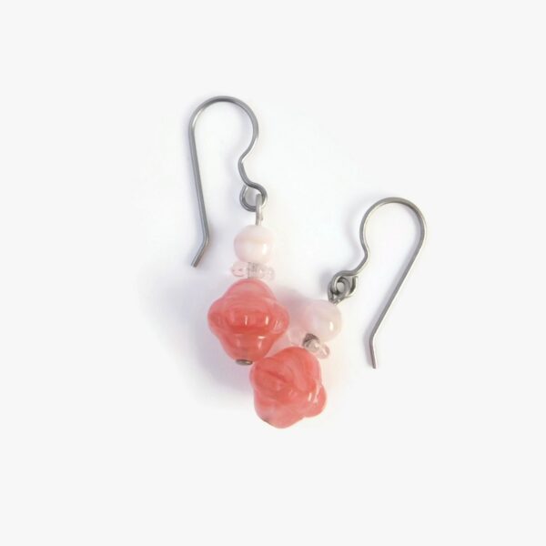 pink glass earrings