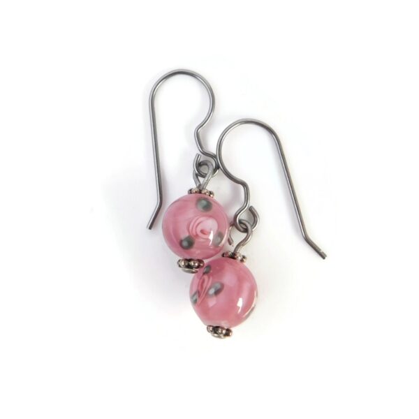 pink lampwork earrings
