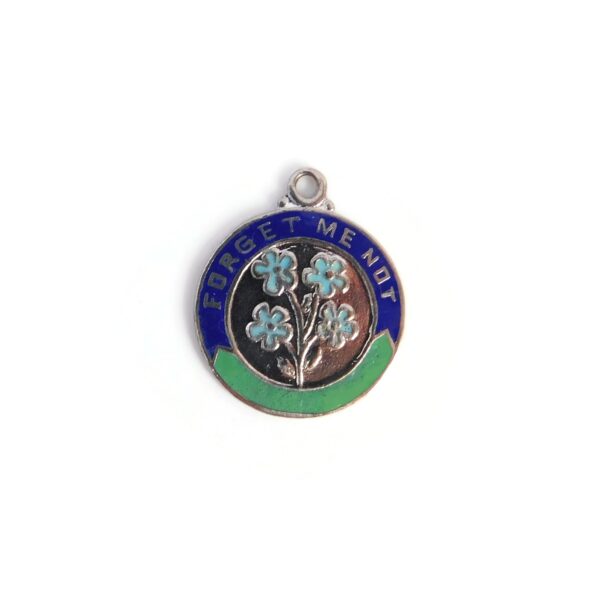 silver enamel round charm