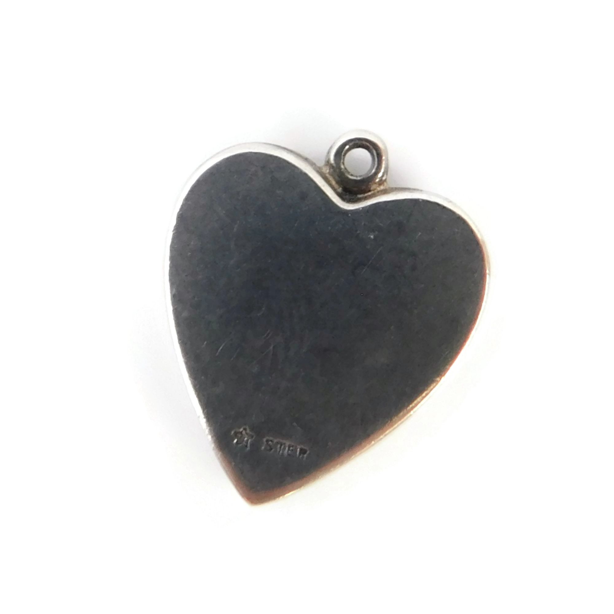 Vintage Sterling Silver Heart Charm, B.A. Ballou Jewelry 5 back of silver heart charm