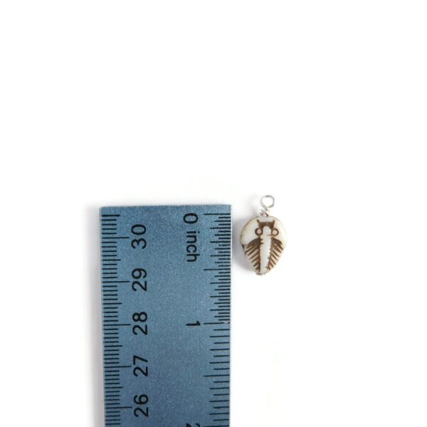 trilobite charm with ruler for scale