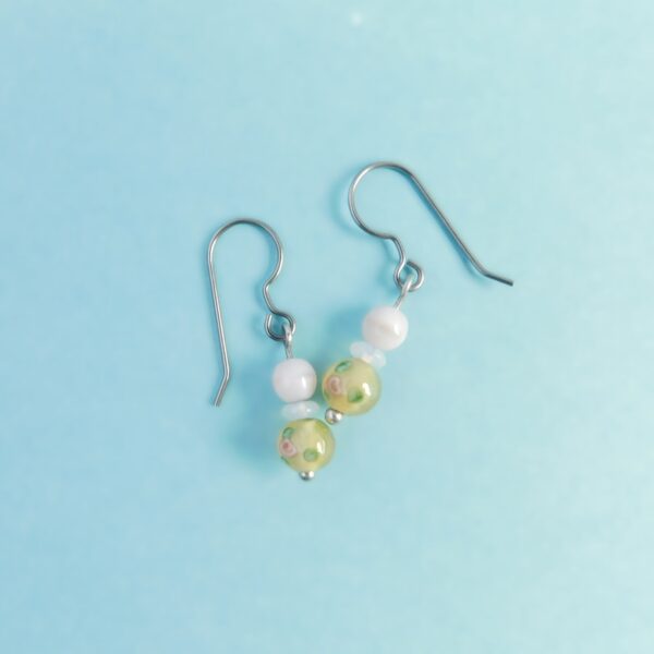 yellow lampwork earrings